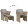 Trädgårdsfåtölj med fotpall beige konstrotting vidaXL – miniatyr 8