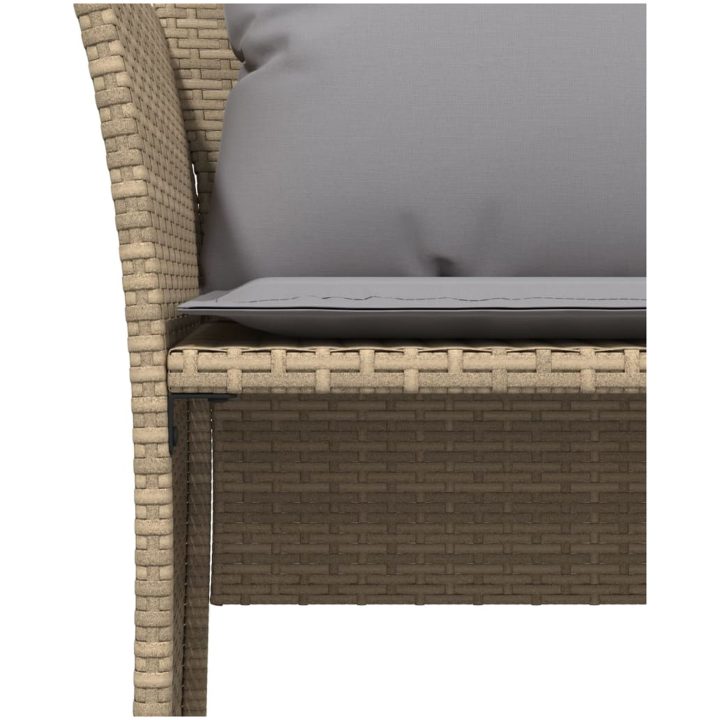 Trädgårdsfåtölj med fotpall beige konstrotting vidaXL – bild 9