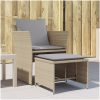 Trädgårdsfåtölj med fotpall beige konstrotting vidaXL – miniatyr 1