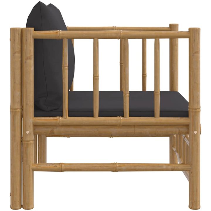 Trädgårdsfåtölj med mörkgråa dynor bambu vidaXL – bild 4