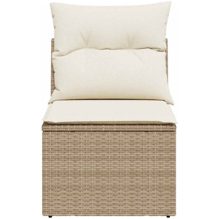 Trädgårdsfåtölj utan armstöd med dynor beige konstrotting vidaXL – bild 4