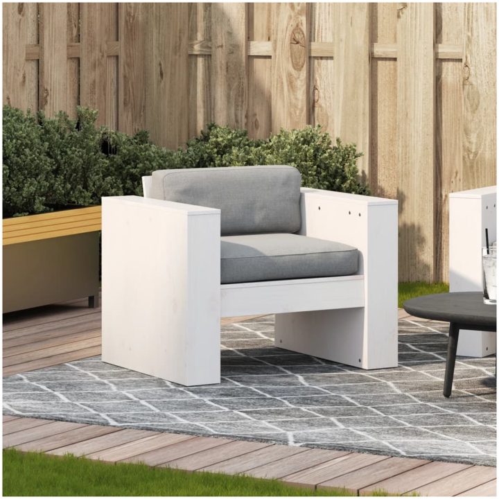 Trädgårdsfåtölj vit massiv furu vidaXL 79 x 60 x 62 cm – bild 3