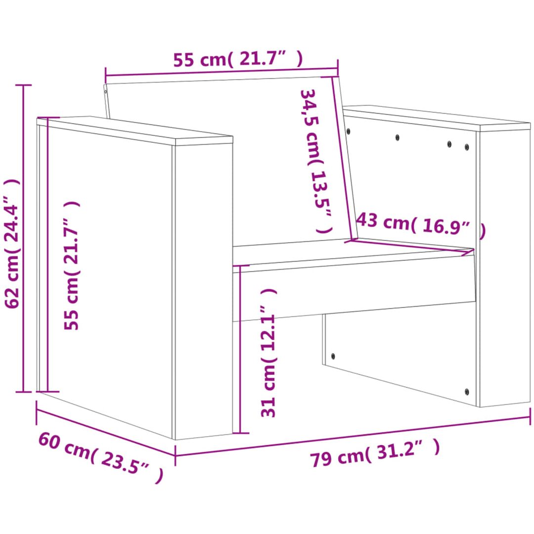 Trädgårdsfåtölj vit massiv furu vidaXL 79 x 60 x 62 cm – bild 9