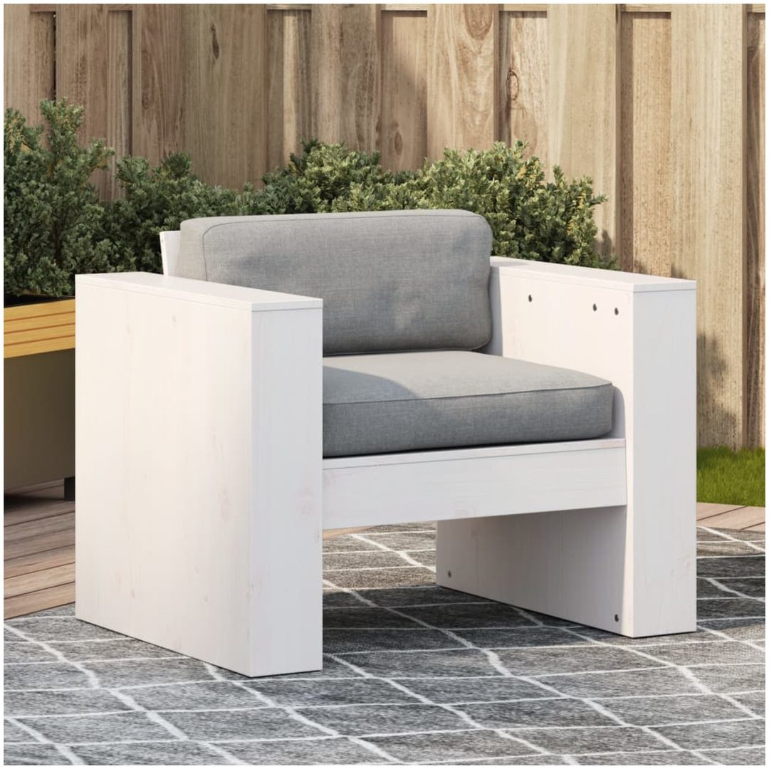 Trädgårdsfåtölj vit massiv furu vidaXL 79 x 60 x 62 cm