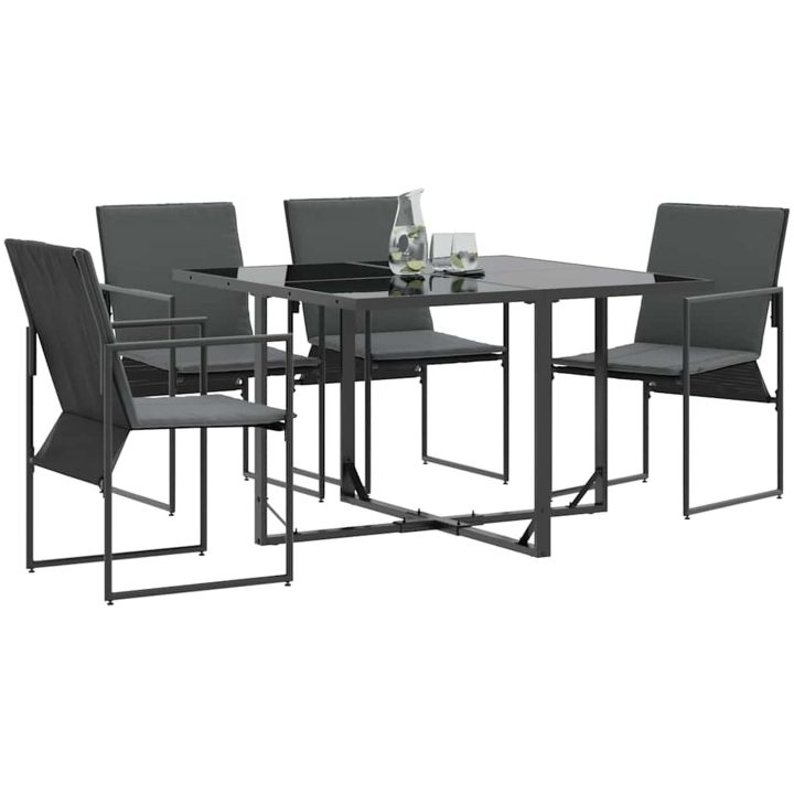 Trädgårdsfåtöljer med kuddar 4 st Svart Textilene vidaXL 50.5 x 59 x 81.5 cm – bild 3