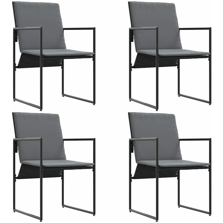 Trädgårdsfåtöljer med kuddar 4 st Svart Textilene vidaXL 50.5 x 59 x 81.5 cm – bild 6