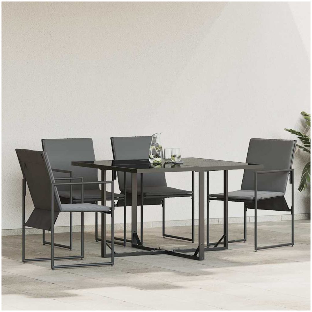 Trädgårdsfåtöljer med kuddar 4 st Svart Textilene vidaXL 50.5 x 59 x 81.5 cm