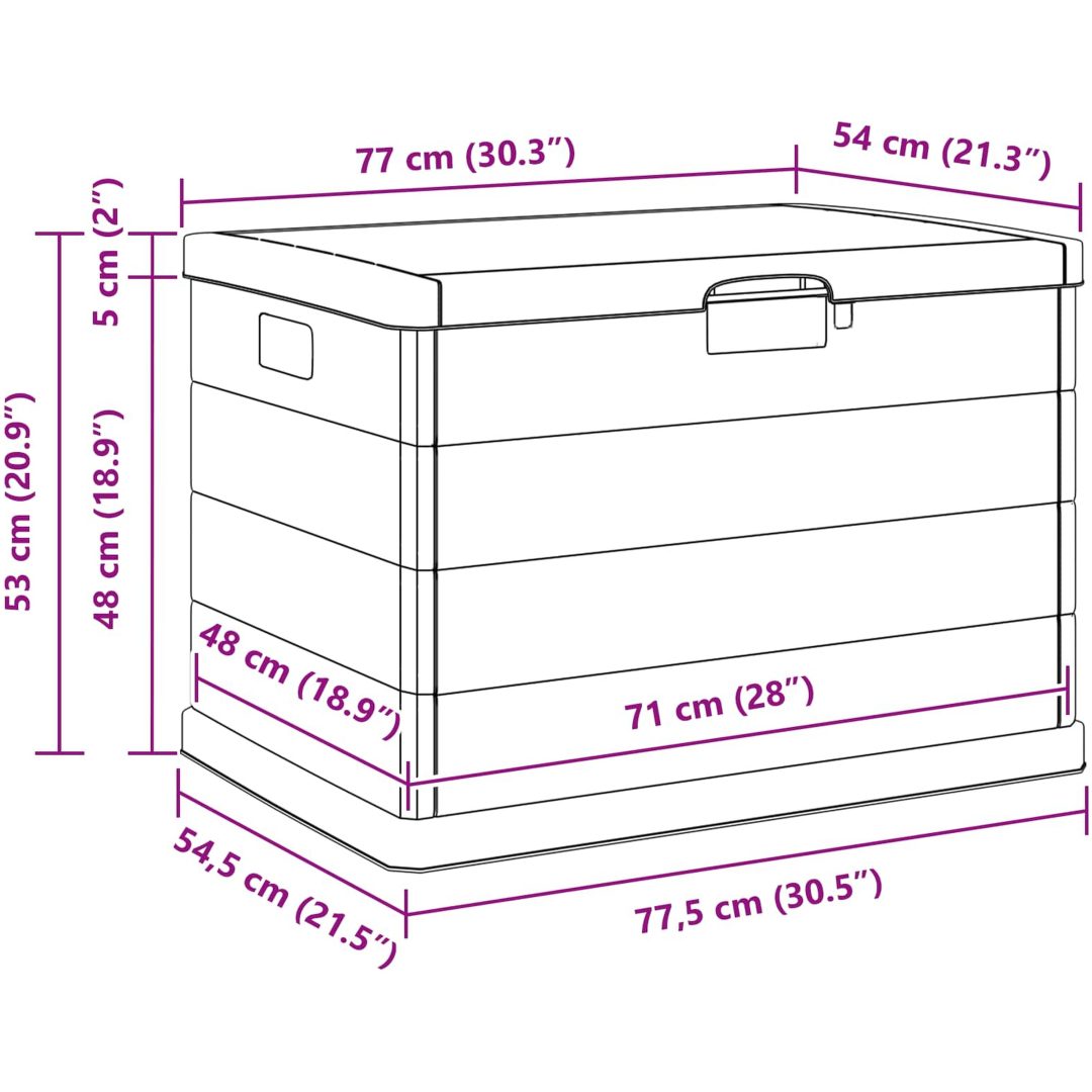 Trädgårdsförvaringsbox - Antracit, , Plast, 170 L vidaXL 77.5 x 54.5 x 53 cm – bild 11