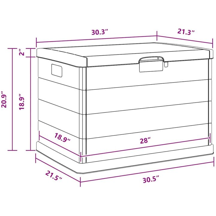 Trädgårdsförvaringsbox - Antracit, , Plast, 170 L vidaXL 77.5 x 54.5 x 53 cm – bild 12