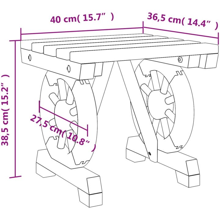 Trädgårdsfotpall massivt granträ vidaXL 40 x 36,5 x 38,5 cm – bild 9