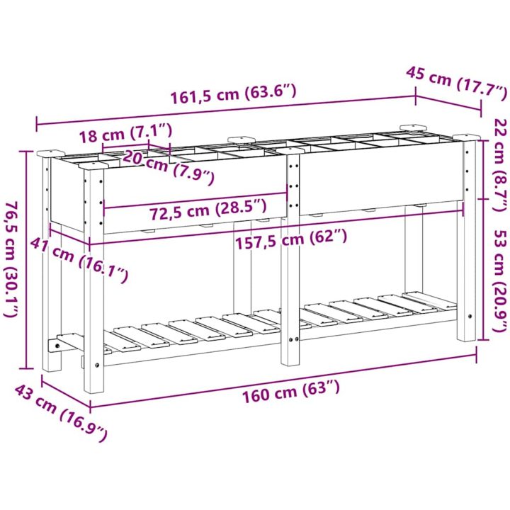 Trädgårdsgrotta med galler 161x43x76 cm Massivt Furu vidaXL 161.5 x 45 x 76.5 cm – bild 11