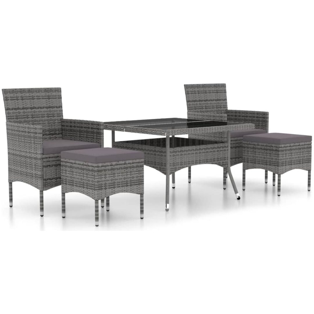 Trädgårdsgrupp 5 delar konstrotting och härdat glas grå vidaXL 120 x 120 x 75 cm – bild 2