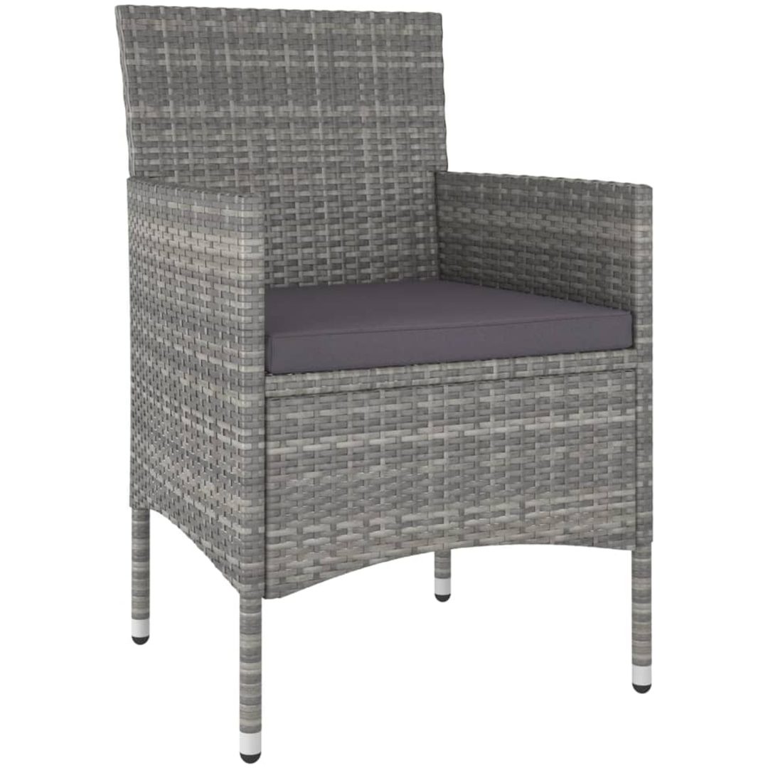 Trädgårdsgrupp 5 delar konstrotting och härdat glas grå vidaXL 120 x 120 x 75 cm – bild 3