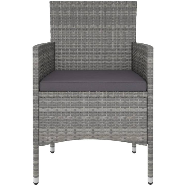 Trädgårdsgrupp 5 delar konstrotting och härdat glas grå vidaXL 120 x 120 x 75 cm – bild 4