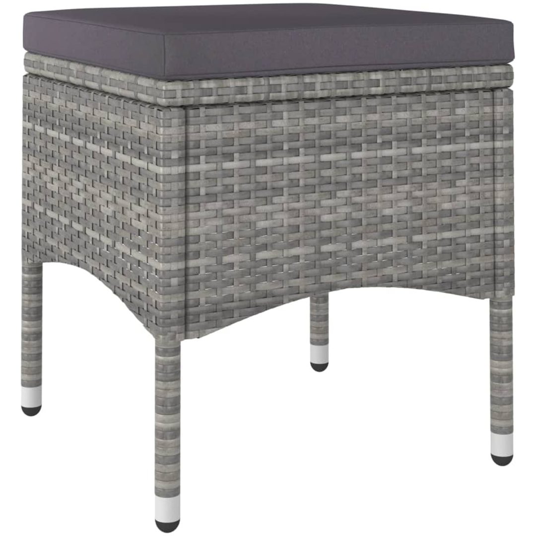 Trädgårdsgrupp 5 delar konstrotting och härdat glas grå vidaXL 120 x 120 x 75 cm – bild 5