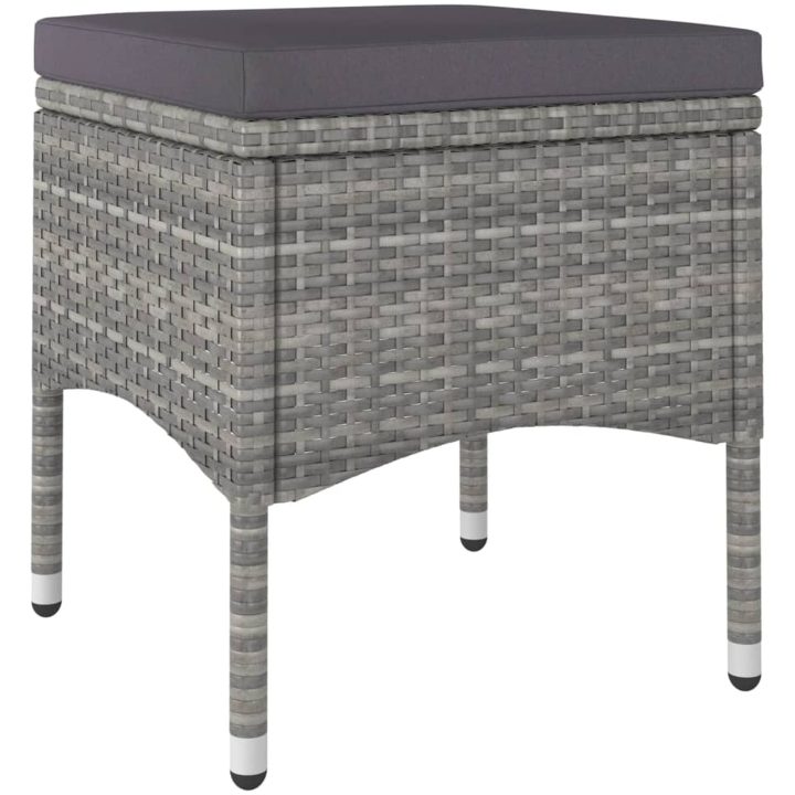 Trädgårdsgrupp 5 delar konstrotting och härdat glas grå vidaXL 120 x 120 x 75 cm – bild 5