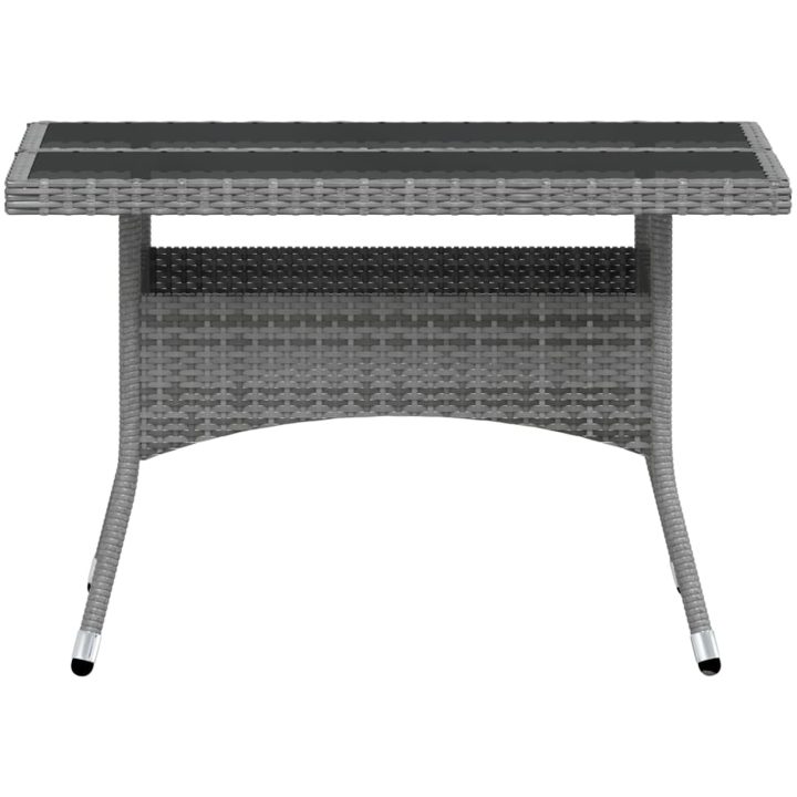 Trädgårdsgrupp 5 delar konstrotting och härdat glas grå vidaXL 120 x 120 x 75 cm – bild 8