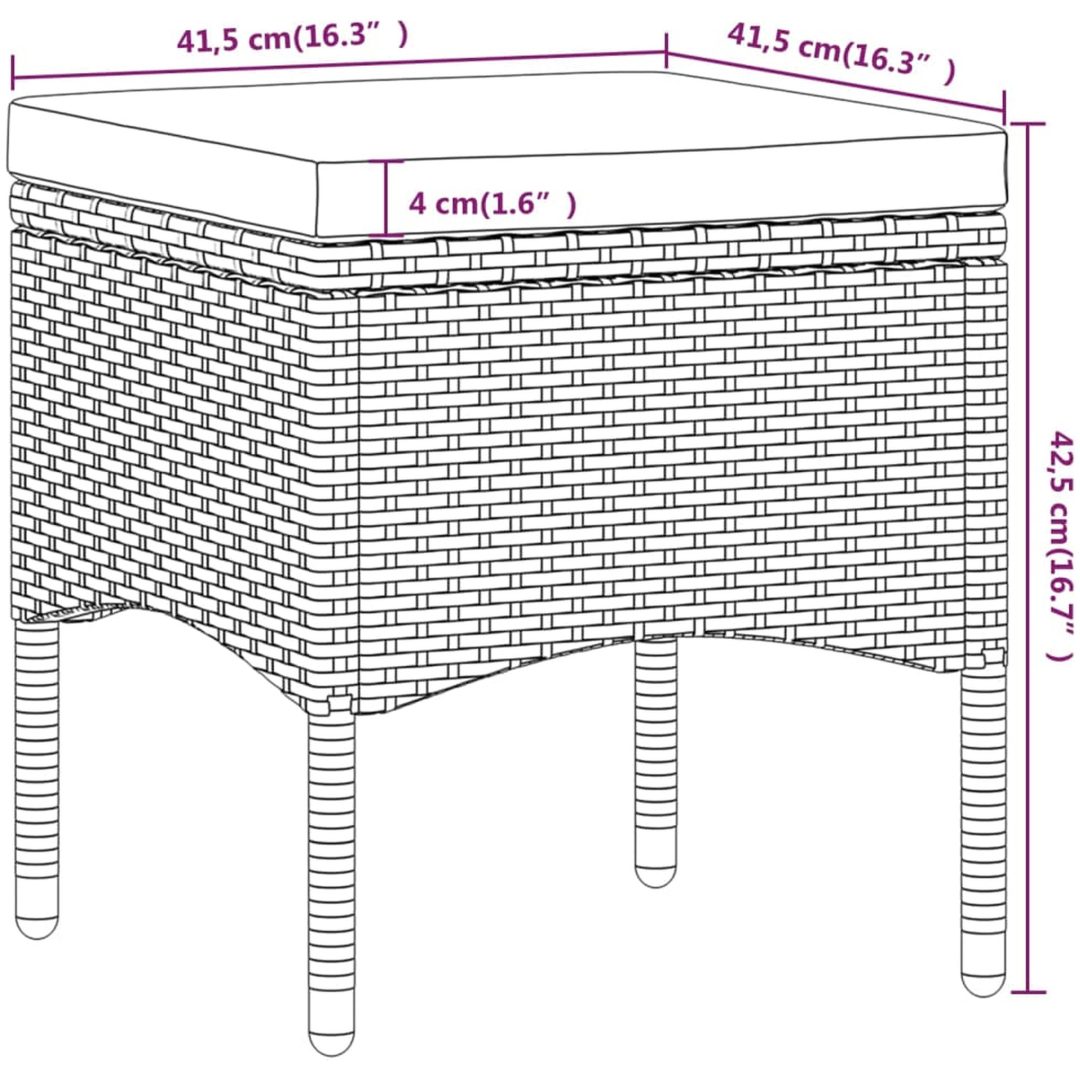Trädgårdsgrupp 5 delar konstrotting och härdat glas grå vidaXL 120 x 120 x 75 cm – bild 10