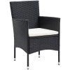 Trädgårdsgrupp 5 delar konstrotting och härdat glas svart vidaXL 120 x 120 x 75 cm – miniatyr 3