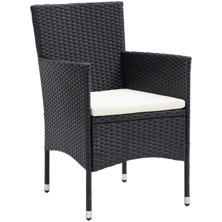 Trädgårdsgrupp 5 delar konstrotting och härdat glas svart vidaXL 120 x 120 x 75 cm – bild 3