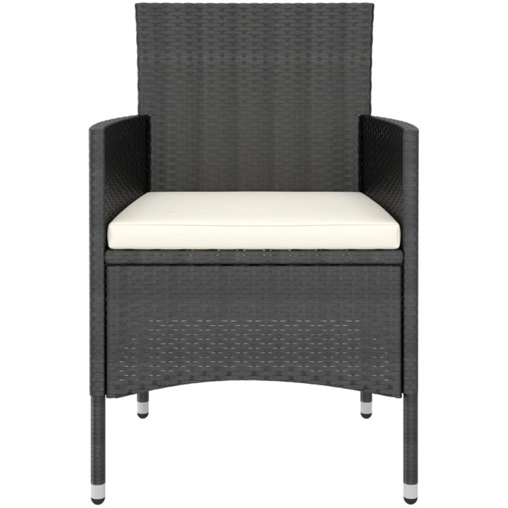 Trädgårdsgrupp 5 delar konstrotting och härdat glas svart vidaXL 120 x 120 x 75 cm – bild 4