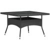 Trädgårdsgrupp 5 delar konstrotting och härdat glas svart vidaXL 120 x 120 x 75 cm – miniatyr 7