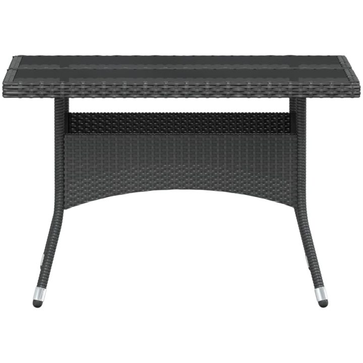 Trädgårdsgrupp 5 delar konstrotting och härdat glas svart vidaXL 120 x 120 x 75 cm – bild 8