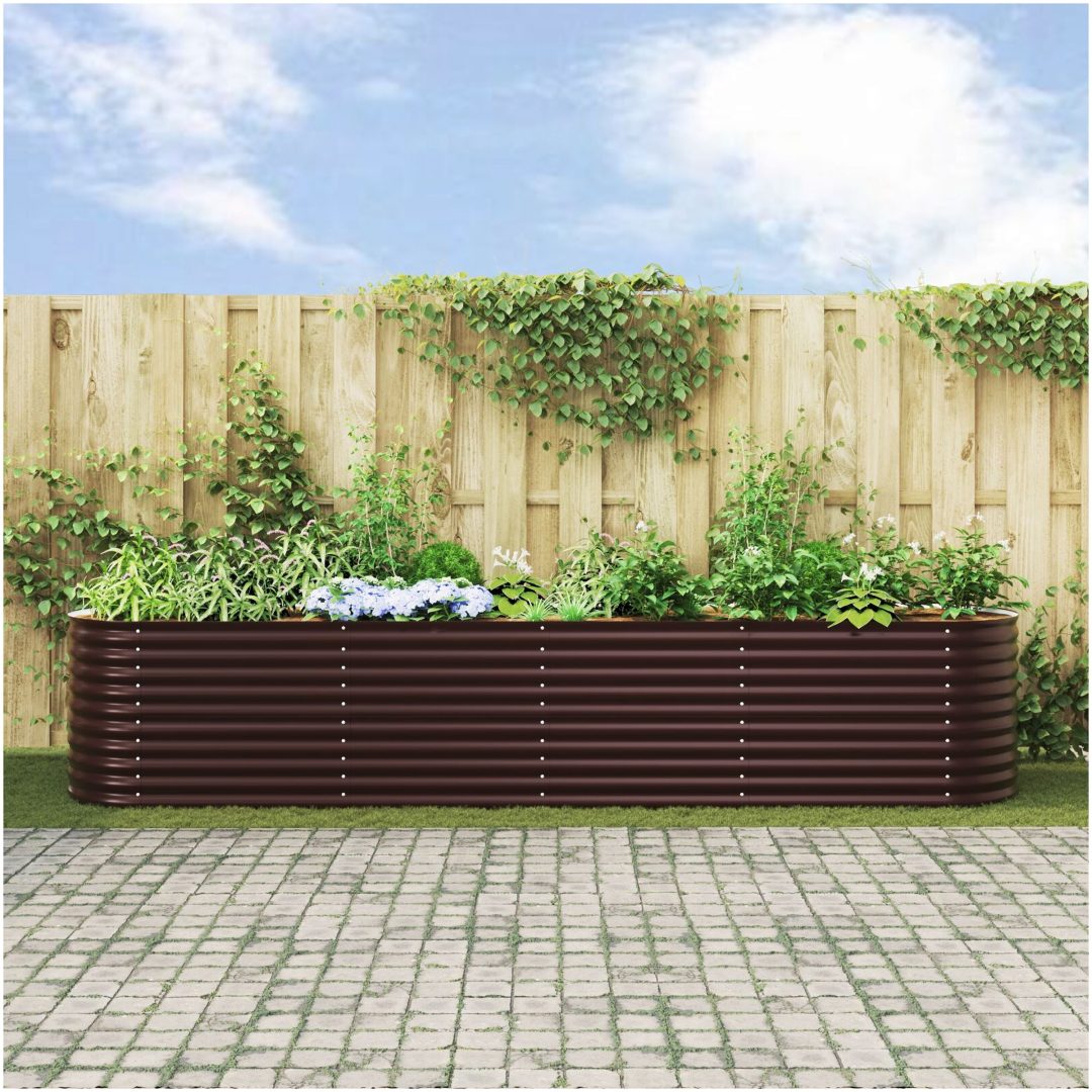 Trädgårdshöjbädd Brun i Galvaniserat Stål vidaXL 400 x 80 x 81 cm – bild 4
