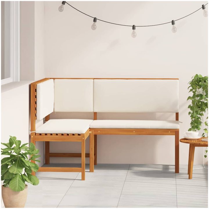 Trädgårdshörnbänk med kuddar 140x100x91 cm Massivt akaciaträ vidaXL 100 x 50 x 91 cm – bild 3