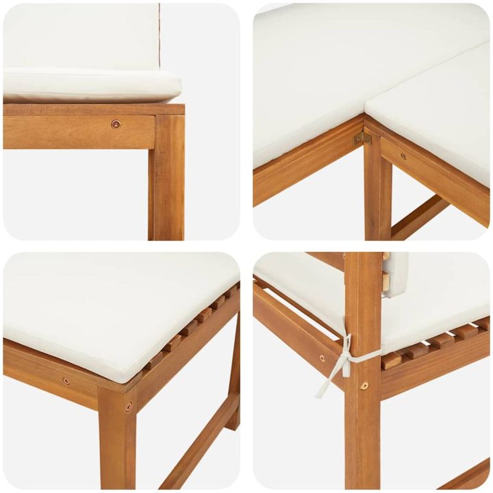 Trädgårdshörnbänk med kuddar 140x100x91 cm Massivt akaciaträ vidaXL 100 x 50 x 91 cm – bild 7