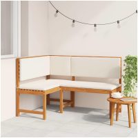 Trädgårdshörnbänk med kuddar 140x100x91 cm Massivt akaciaträ vidaXL