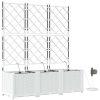 Trädgårdskärl med bevattningssystem 3 st Vit vidaXL 120 x 40 x 142 cm – miniatyr 2