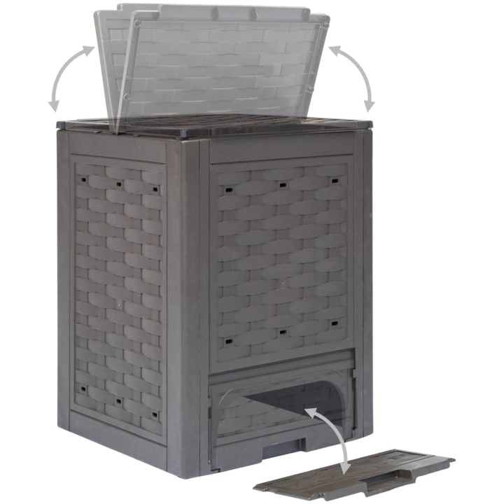 Trädgårdskompost 2 st brun 60x60x83 cm 600 L plastrotting vidaXL – bild 4