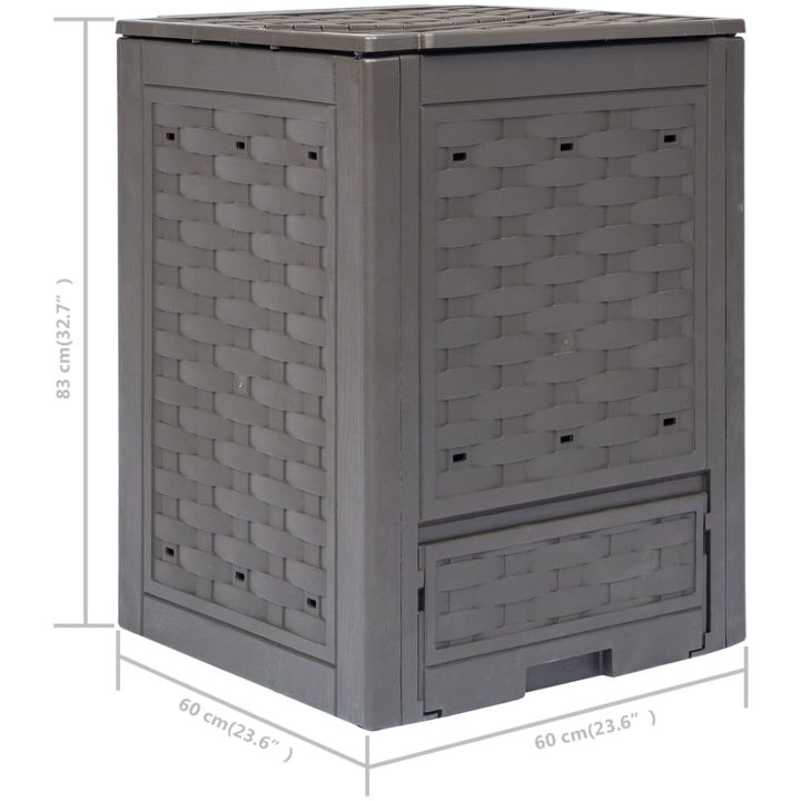 Trädgårdskompost 2 st brun 60x60x83 cm 600 L plastrotting vidaXL – bild 7