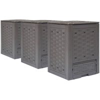 Trädgårdskompost 3 st brun 60x60x83 cm 900 L plastrotting vidaXL
