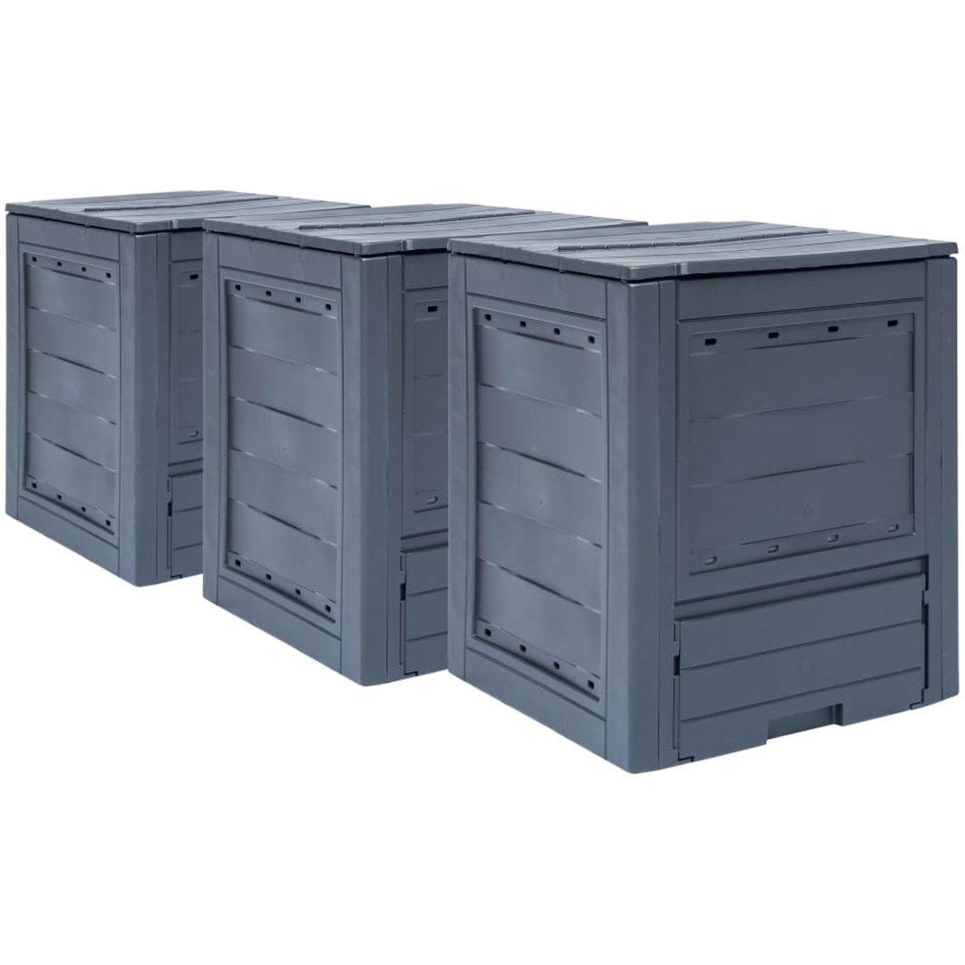 Trädgårdskompost 3 st grå 60x60x73 cm 780 L vidaXL