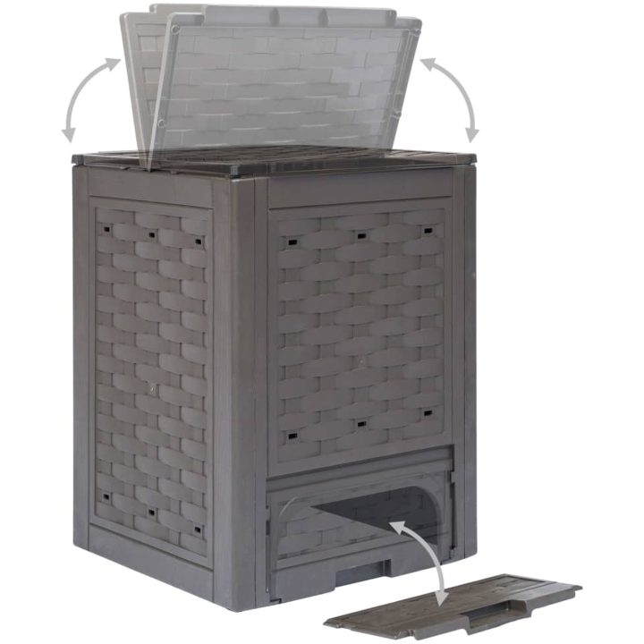 Trädgårdskompost brun 60x60x83 cm 300 L plastrotting vidaXL – bild 4