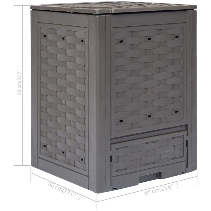 Trädgårdskompost brun 60x60x83 cm 300 L plastrotting vidaXL – bild 7
