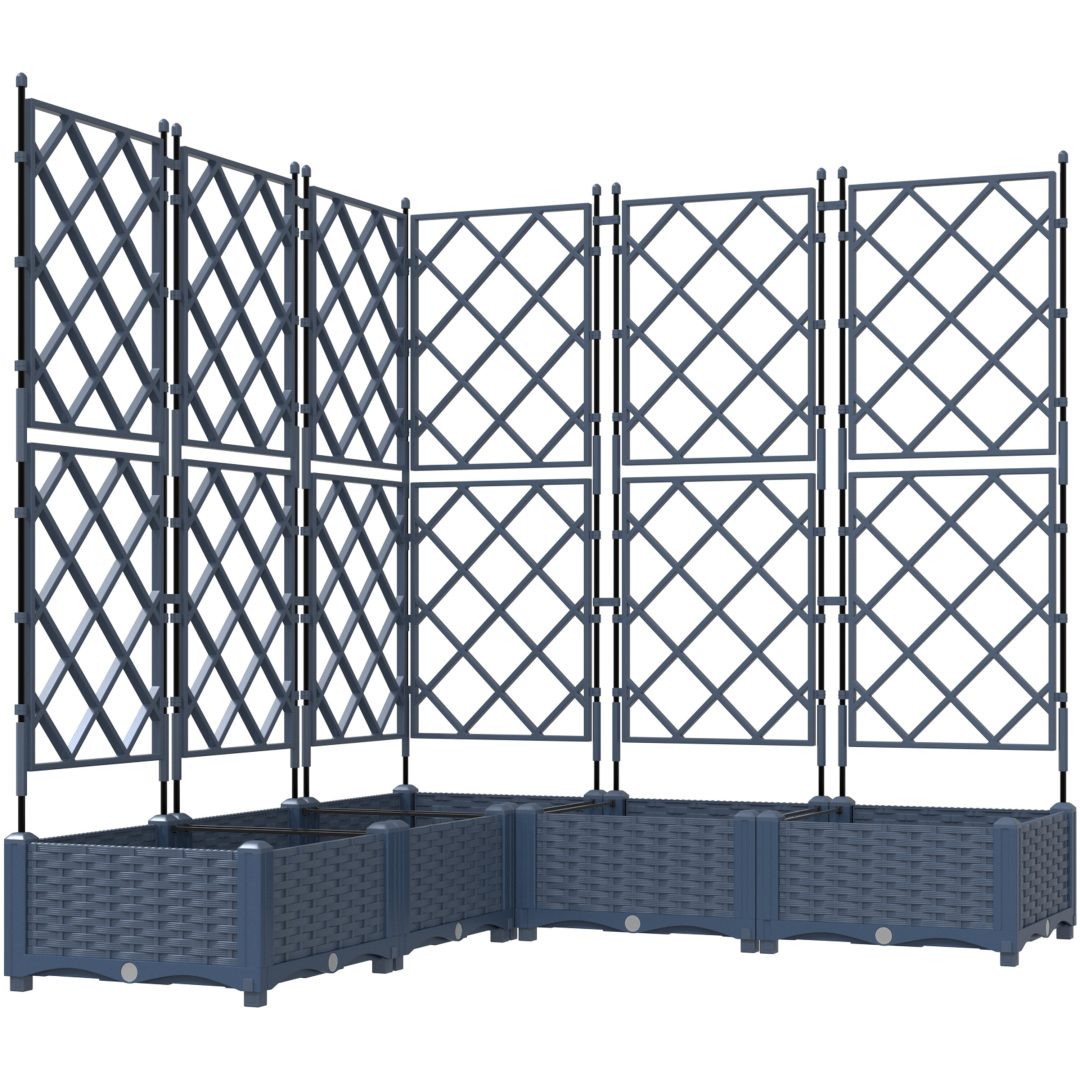Trädgårdskruk med trellis 5 st Grå vidaXL 120 x 120 x 125.5 cm – bild 2