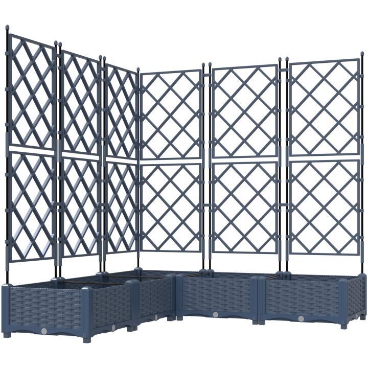 Trädgårdskruk med trellis 5 st Grå vidaXL 120 x 120 x 125.5 cm – bild 2