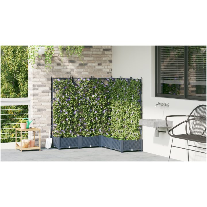 Trädgårdskruk med trellis 5 st Grå vidaXL 120 x 120 x 125.5 cm – bild 4