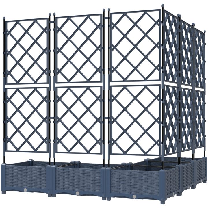 Trädgårdskruk med trellis 5 st Grå vidaXL 120 x 120 x 125.5 cm – bild 6