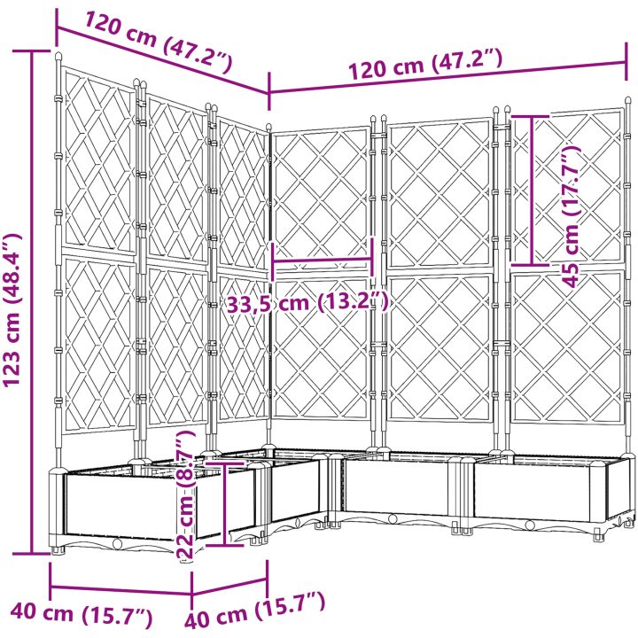 Trädgårdskruk med trellis 5 st Grå vidaXL 120 x 120 x 125.5 cm – bild 8
