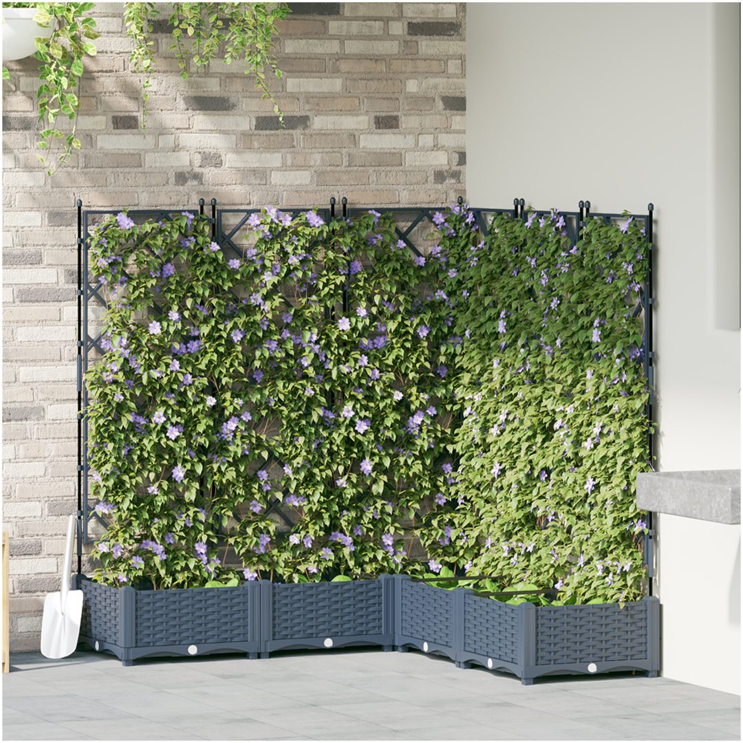 Trädgårdskruk med trellis 5 st Grå vidaXL 120 x 120 x 125.5 cm