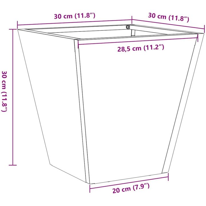 Trädgårdskruka galvaniserat stål vidaXL 30 x 30 x 30 cm – bild 11