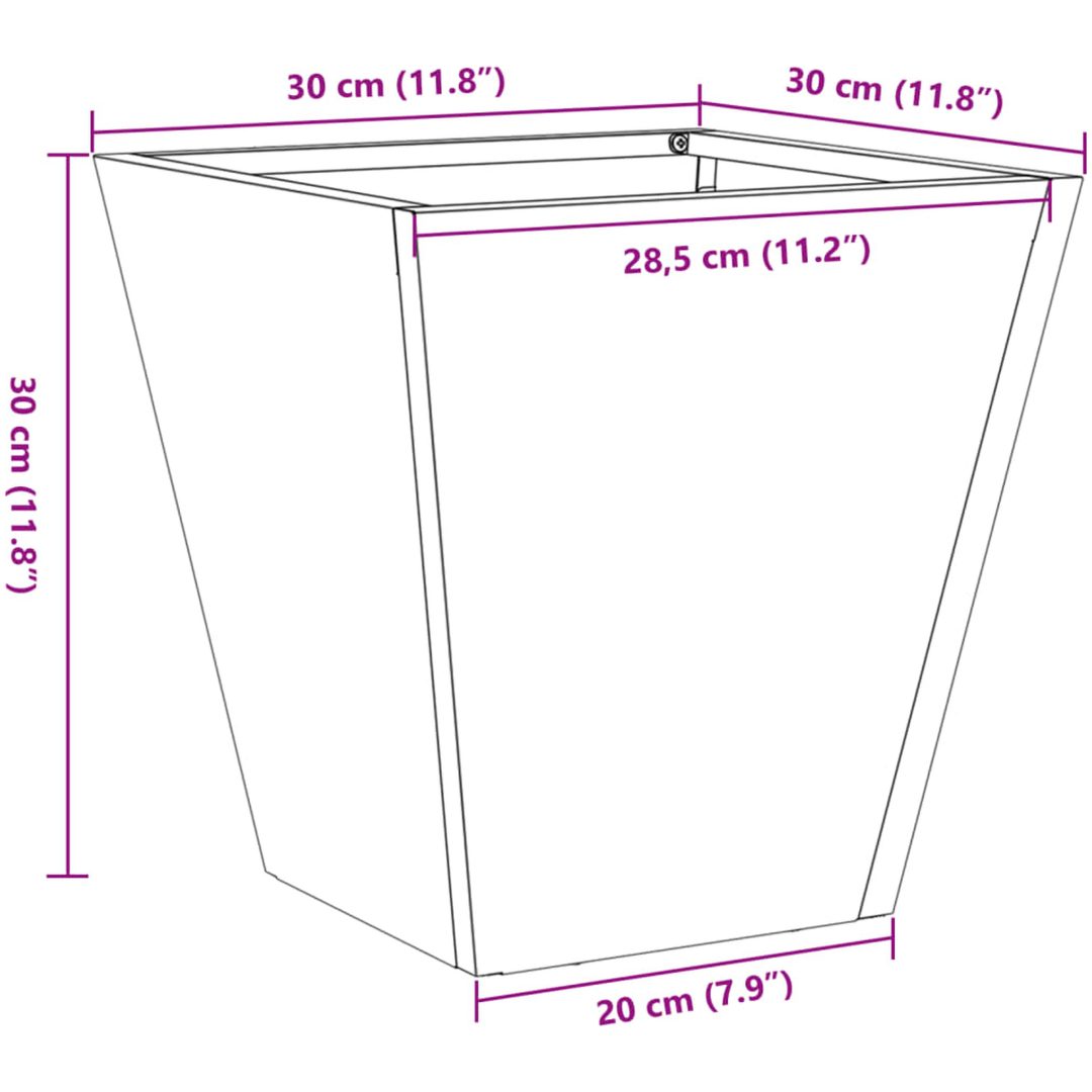 Trädgårdskruka rosttrögt stål vidaXL 30 x 30 x 30 cm – bild 11