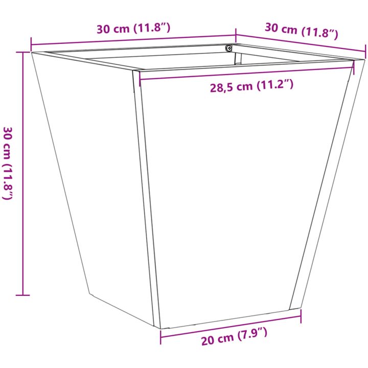 Trädgårdskruka rosttrögt stål vidaXL 30 x 30 x 30 cm – bild 11