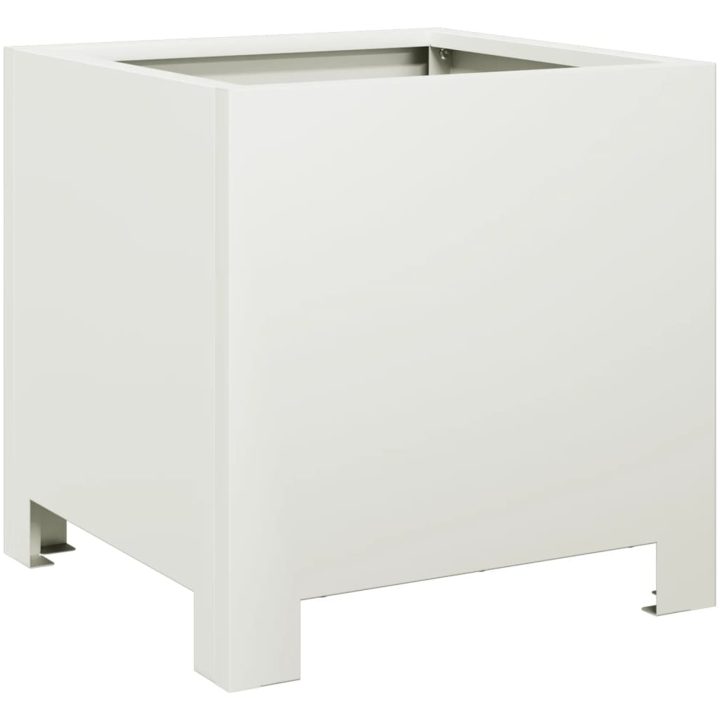 Trädgårdskruka vit stål vidaXL 30 x 30 x 30 cm – bild 2