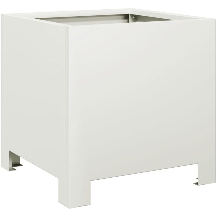 Trädgårdskruka vit stål vidaXL 30 x 30 x 30 cm – bild 6