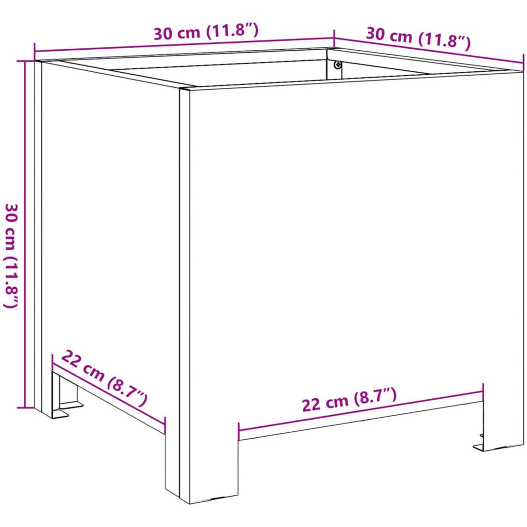 Trädgårdskruka vit stål vidaXL 30 x 30 x 30 cm – bild 10